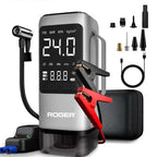 ROGER 6-in-1 Car Jump Starter with Digital Tyre Inflator (150 PSI), Vacuum Cleaner, 8000mAh Power Bank & LED Light | For 6.0L Petrol & 3.0L Diesel Cars