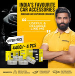 ROGERAB Standard Car Coil Spring Buffer (4 Pcs) For Reduced Road Jerks, Increased Stability, And Increased Height – Suitable For All Old & New Car Makes, Models & Variants