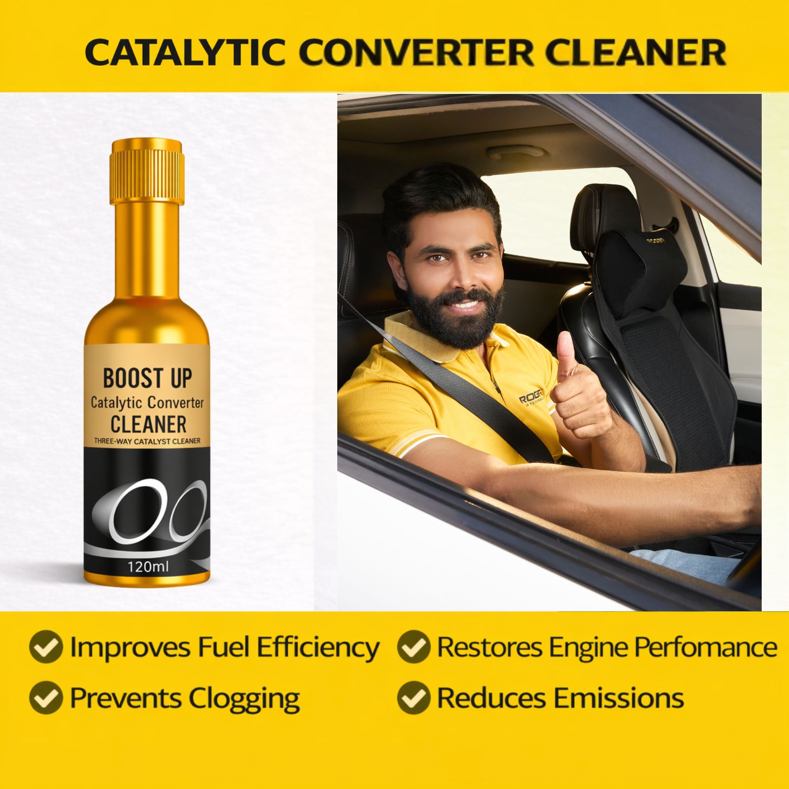 ROGER Catalytic Converter Cleaner – Engine & Exhaust Carbon Remover | Three-Way Catalyst Cleaning Agent for Petrol, Diesel & CNG Cars