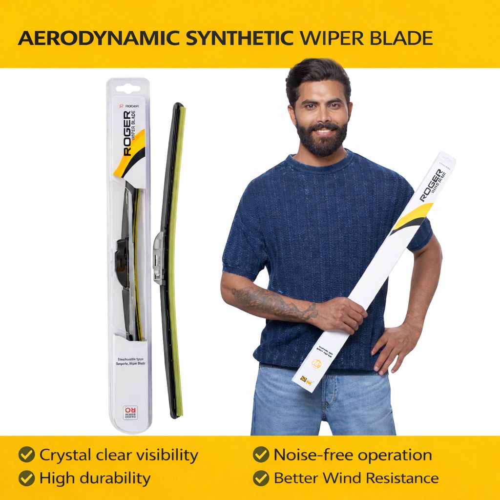 ROGER Aerodynamic Car Wipers with Visio Rubber – High-Speed Stable, Noise-Controlled, All-Weather | 6-Month Warranty