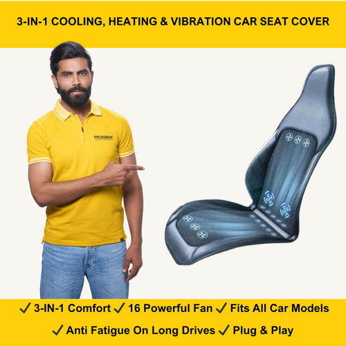 ROGER 3-in-1 (All-Season) Car Seat Cushion | 16-Fan Cooling, Soothing Heat & Relaxing Massage