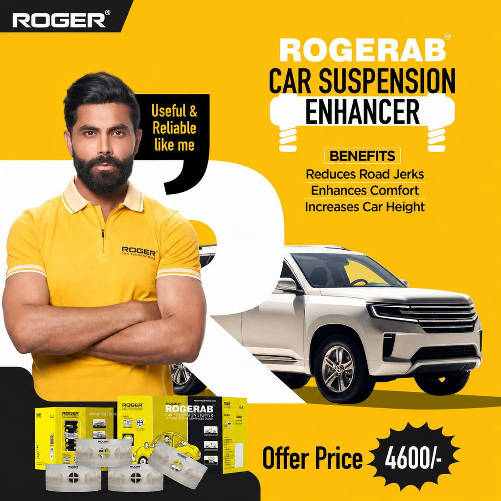 ROGERAB Standard Car Coil Spring Buffer (4 Pcs) For Reduced Road Jerks, Increased Stability, And Increased Height – Suitable For All Old & New Car Makes, Models & Variants
