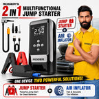 Roger 2-In-1 Multifunctional Jump Starter – Your Ultimate Car Emergency Companion! Jump-Start Your Vehicle, Inflate Tires, Charge Your Gadgets, Or Light Up The Night – All In One Compact Device. 🚗