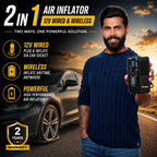 ROGER Smart Tyre Inflator | Transparent Visible Design | Dual Mode (Works Wirelessly & with Car 12V Socket)| 2 Years Warranty
