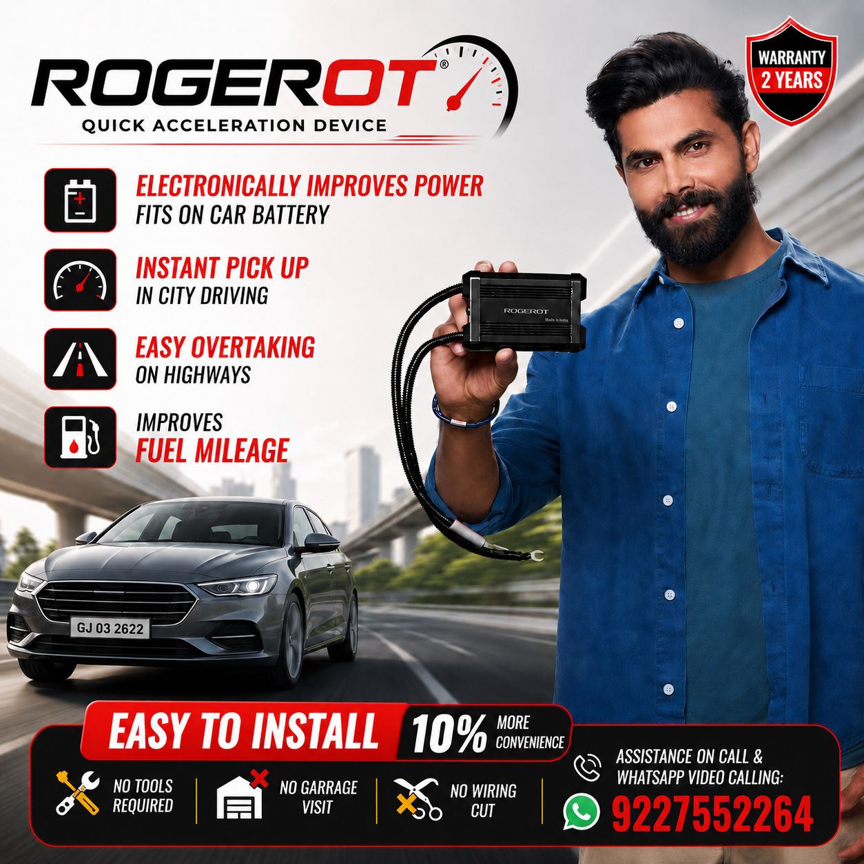ROGEROT (New & Improved) – Super Quick Acceleration Device For Instant Throttle Response & Smooth Power Delivery In City Traffic & Highway 🚗