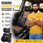 ROGER Ergonomic Memory Foam Neck Pillow & Lumbar Support Cushion Set | Enhanced Driving Comfort | Relieves Neck & Back Pain