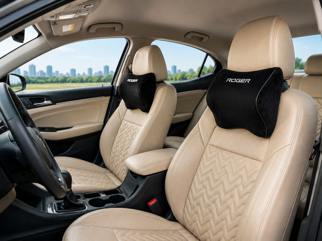 Roger Responsive Memory Foam Headrest | 1-Year Warranty | Supports Neck | Reduces Neck Fatigue | Maintains Proper Driving Posture
