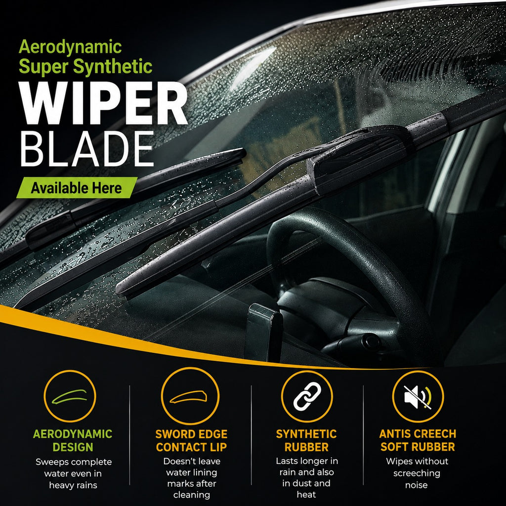Roger Super Synthetic Wiper Blade | 6-Month Warranty | Streak-Free Wiping | Noise-Free Operation | High-Speed Stability | All-Weather Performance