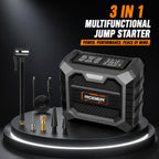 Roger 3 In 1 Multifunctional Jump Starter 800A Jump Starter | Digital Auto Cut-Off Air Inflator Wireless & 12V Operation | 8000 mAh Battery | 1 Year Warranty