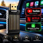 Roger AI Box 4GB + 32GB | YouTube, Netflix, Hotstar & Any App| 1-Year Warranty | Converts Wired Carplay & Android Auto to Wireless |