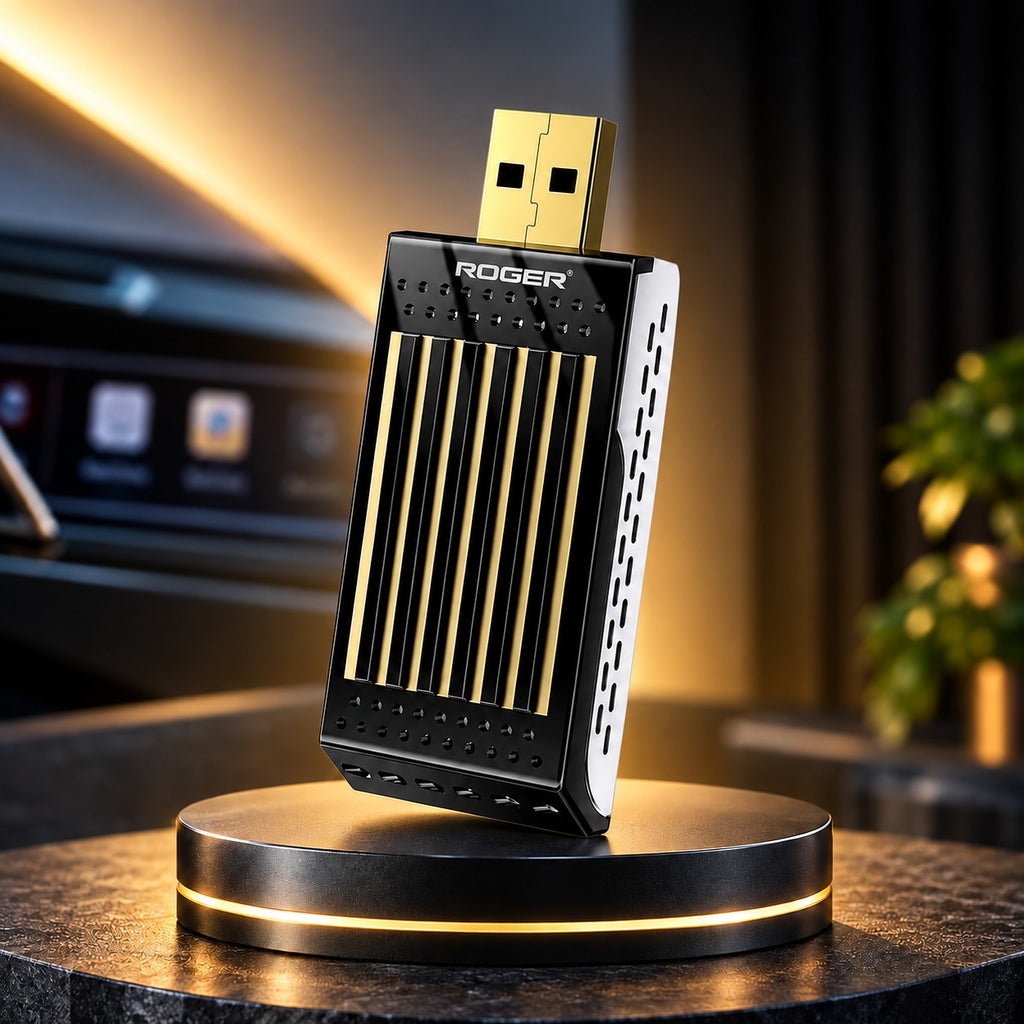 Roger AI Box 4GB + 32GB | YouTube, Netflix, Hotstar & Any App| 1-Year Warranty | Converts Wired Carplay & Android Auto to Wireless |