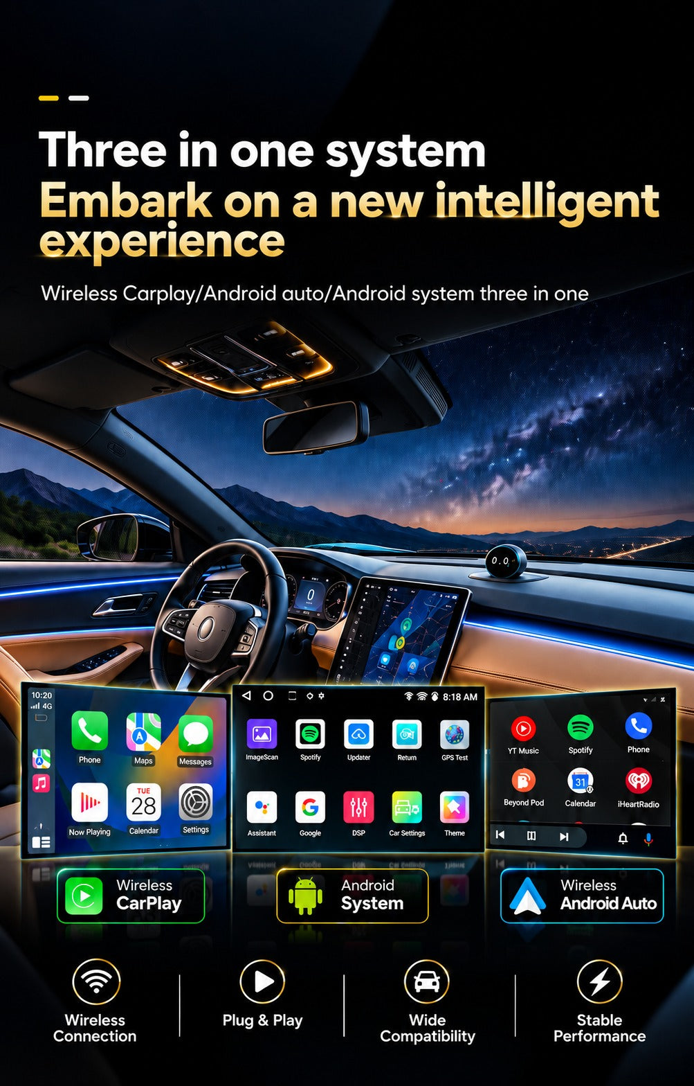 Roger AI Box 4GB + 32GB | YouTube, Netflix, Hotstar & Any App| 1-Year Warranty | Converts Wired Carplay & Android Auto to Wireless |