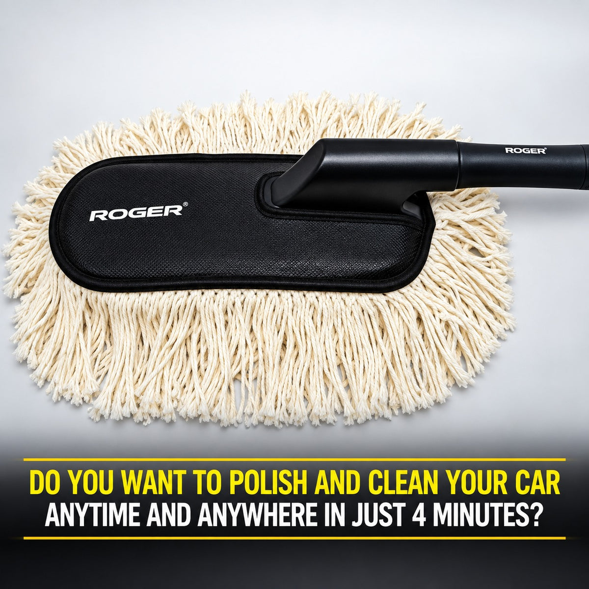 Roger Duster | Cleans & Polishes in Minutes | No Water Required | Long Handle for Rooftop & Windshield Cleaning | 6-Month Warranty | Scratch-Free Cleaning