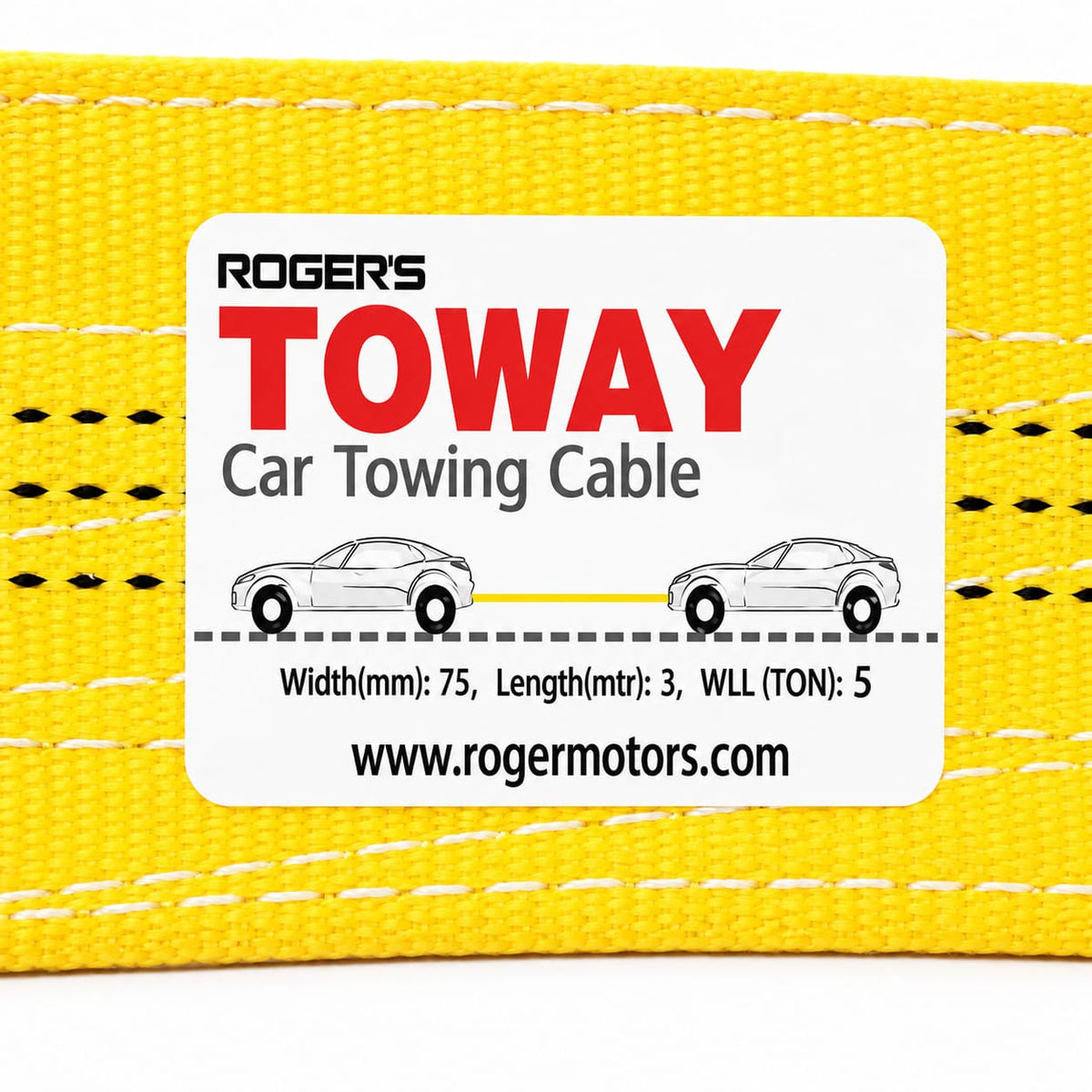Roger Towing Cable |5 Ton Pulling Capacity | Heavy-Duty Steel Hooks | Interwoven Nylon Cable | 10-Foot Long Cable | 12-Month Warranty