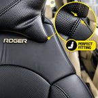 Roger Universal Multi-Support Seat Cover | 1-Piece | Supports Neck to Thighs | Fits All Car Models | 12-Month Stitching Warranty | Reduces Long Drive Fatigue | Built-In Lumbar Support | Premium Synthetic Leather
