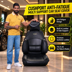 Roger Universal Multi-Support Seat Cover | 1-Piece | Supports Neck to Thighs | Fits All Car Models | 12-Month Stitching Warranty | Reduces Long Drive Fatigue | Built-In Lumbar Support | Premium Synthetic Leather