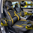 Roger Universal Multi-Support Seat Cover | 1-Piece | Supports Neck to Thighs | Fits All Car Models | 12-Month Stitching Warranty | Reduces Long Drive Fatigue | Built-In Lumbar Support | Premium Synthetic Leather