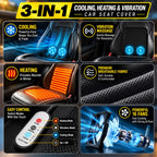 Roger 3-in-1 Cooling, Heating & Massage Seat Cover | 2-Year Warranty | All-Season Driving Comfort | Reduces Long Drive Fatigue | Breathable Mesh Design