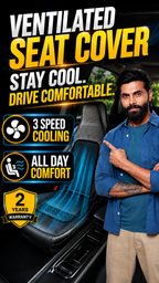 ROGER Ventilated Cooling Car Seat Cover | Sweat-Free Driving Comfort | Active Air Ventilation | 2 Years Warranty