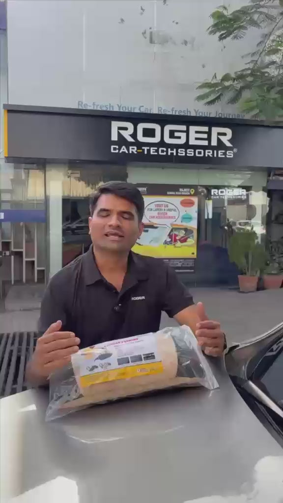 Roger Car Lumbar Support Cushion | Breathable Ergonomic Design | Adjustable Straps | Soft Cotton Comfort | Beige & Black